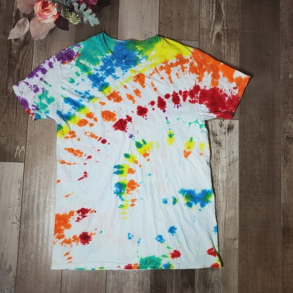 Hanes Vintage Custom Made Colorful Rainbow Tie-Dye Cotton T-Shirt Size Medium - Picture 3 of 13